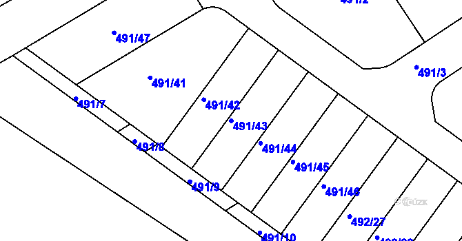 Parcela st. 491/43 v KÚ Přímětice, Katastrální mapa