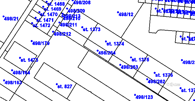 Parcela st. 498/264 v KÚ Přímětice, Katastrální mapa