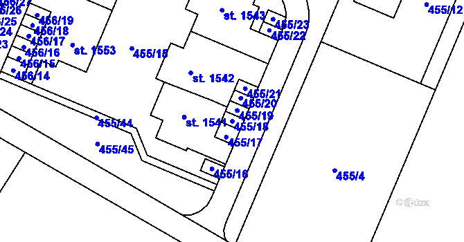 Parcela st. 455/18 v KÚ Přímětice, Katastrální mapa