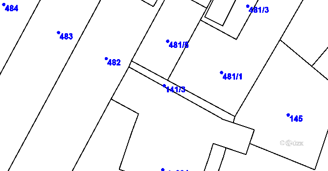 Parcela st. 141/3 v KÚ Přímětice, Katastrální mapa