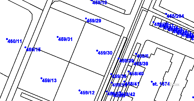 Parcela st. 459/30 v KÚ Přímětice, Katastrální mapa