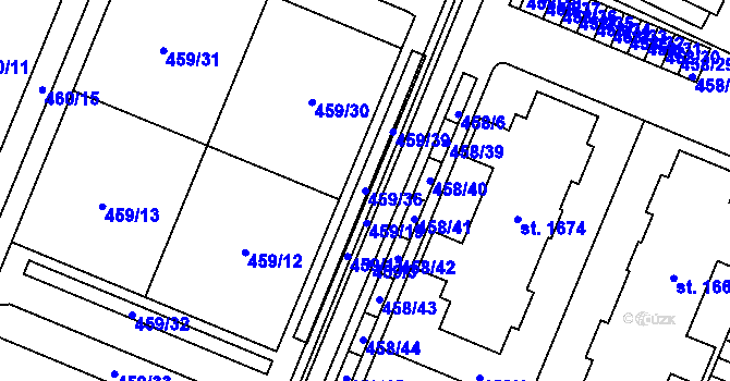 Parcela st. 459/36 v KÚ Přímětice, Katastrální mapa