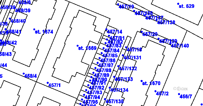 Parcela st. 457/85 v KÚ Přímětice, Katastrální mapa