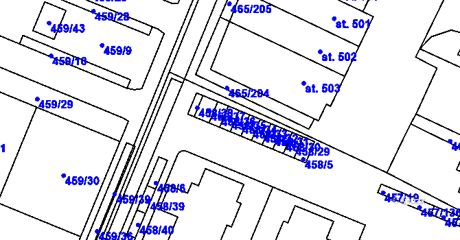 Parcela st. 458/35 v KÚ Přímětice, Katastrální mapa