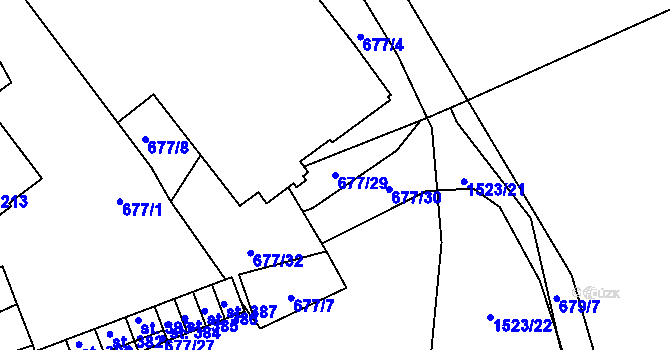 Parcela st. 677/29 v KÚ Přísečná, Katastrální mapa