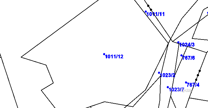 Parcela st. 1011/12 v KÚ Přísečná, Katastrální mapa