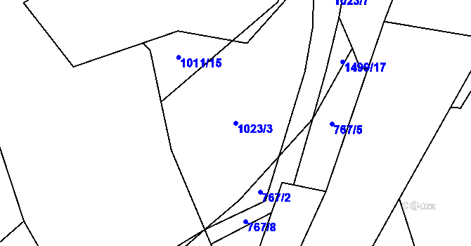 Parcela st. 1023/3 v KÚ Přísečná, Katastrální mapa