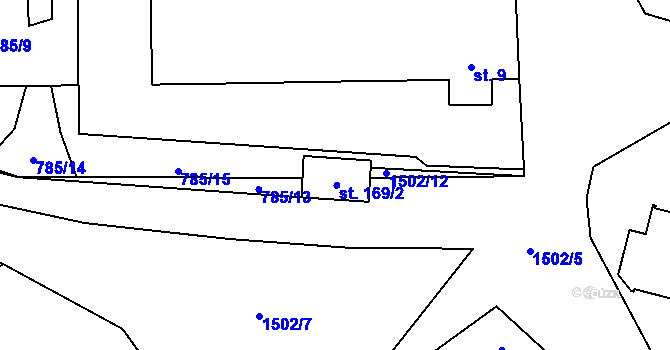 Parcela st. 169/1 v KÚ Přísečná, Katastrální mapa