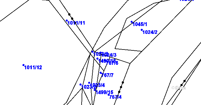 Parcela st. 1024/3 v KÚ Srnín, Katastrální mapa