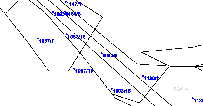 Parcela st. 1083/8 v KÚ Srnín, Katastrální mapa
