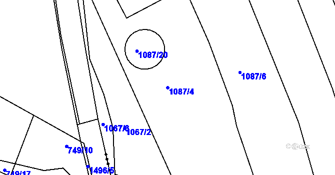 Parcela st. 1087/4 v KÚ Srnín, Katastrální mapa