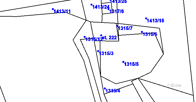 Parcela st. 1315/3 v KÚ Srnín, Katastrální mapa