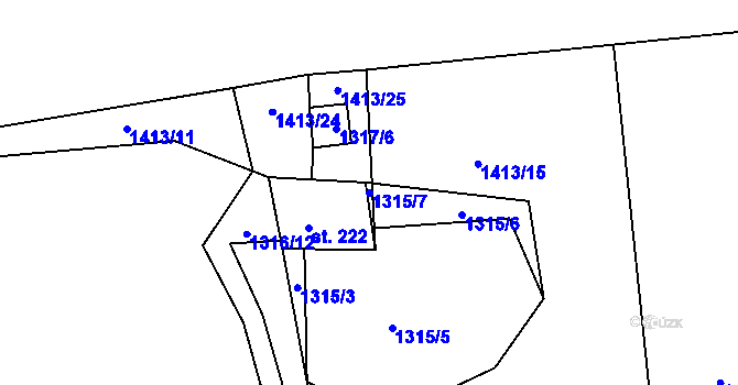 Parcela st. 1315/7 v KÚ Srnín, Katastrální mapa