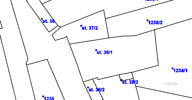 Parcela st. 39/1 v KÚ Srnín, Katastrální mapa