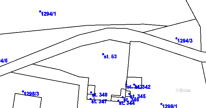 Parcela st. 53 v KÚ Srnín, Katastrální mapa