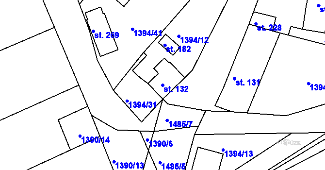 Parcela st. 132 v KÚ Srnín, Katastrální mapa