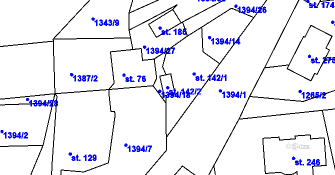 Parcela st. 142/2 v KÚ Srnín, Katastrální mapa