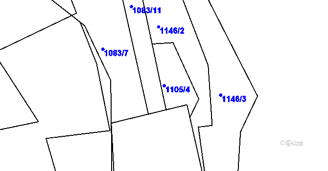 Parcela st. 1105/4 v KÚ Srnín, Katastrální mapa