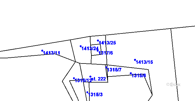 Parcela st. 1317/6 v KÚ Srnín, Katastrální mapa