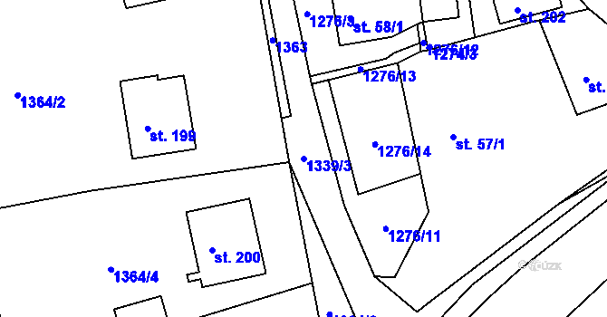 Parcela st. 1339/3 v KÚ Srnín, Katastrální mapa