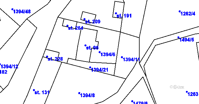 Parcela st. 1394/6 v KÚ Srnín, Katastrální mapa