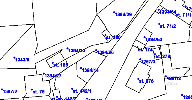 Parcela st. 1394/26 v KÚ Srnín, Katastrální mapa