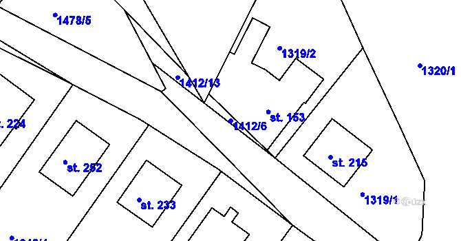 Parcela st. 1412/6 v KÚ Srnín, Katastrální mapa