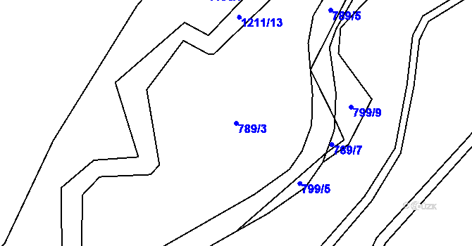 Parcela st. 789/3 v KÚ Dolina, Katastrální mapa
