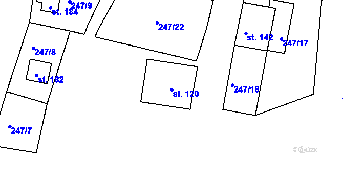 Parcela st. 120 v KÚ Kotlina, Katastrální mapa