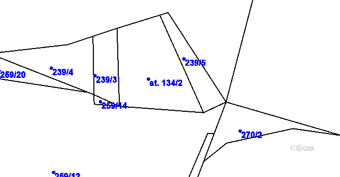 Parcela st. 134/1 v KÚ Kotlina, Katastrální mapa