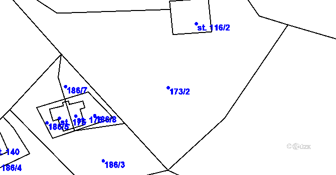 Parcela st. 173/2 v KÚ Kotlina, Katastrální mapa