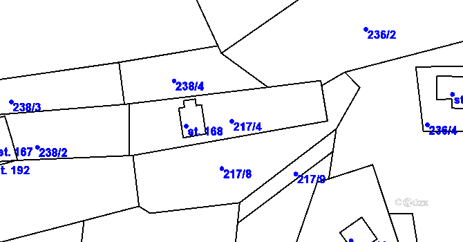 Parcela st. 217/4 v KÚ Kotlina, Katastrální mapa