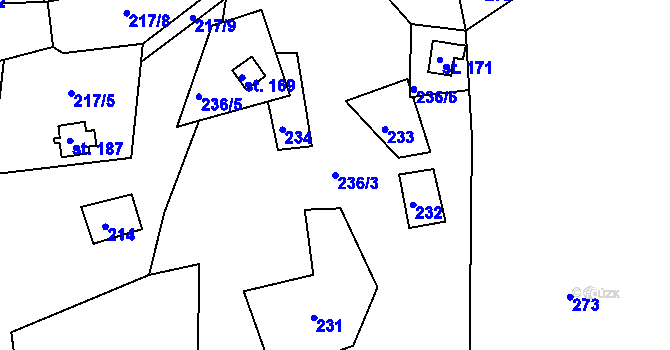 Parcela st. 236/3 v KÚ Kotlina, Katastrální mapa