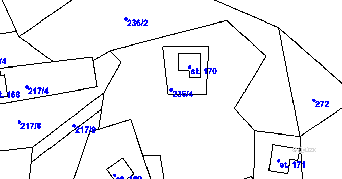 Parcela st. 236/4 v KÚ Kotlina, Katastrální mapa