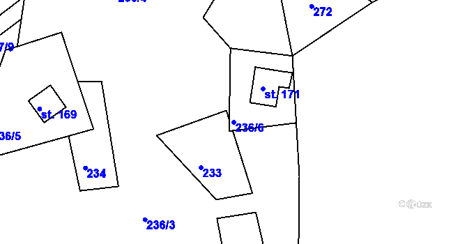 Parcela st. 236/6 v KÚ Kotlina, Katastrální mapa