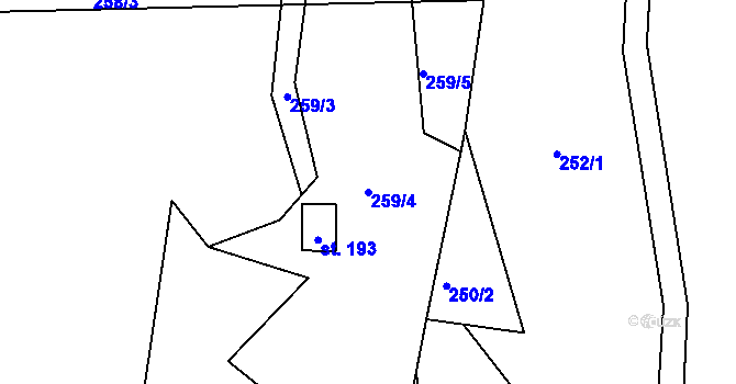 Parcela st. 259/4 v KÚ Kotlina, Katastrální mapa