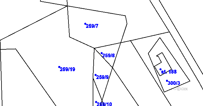 Parcela st. 259/8 v KÚ Kotlina, Katastrální mapa