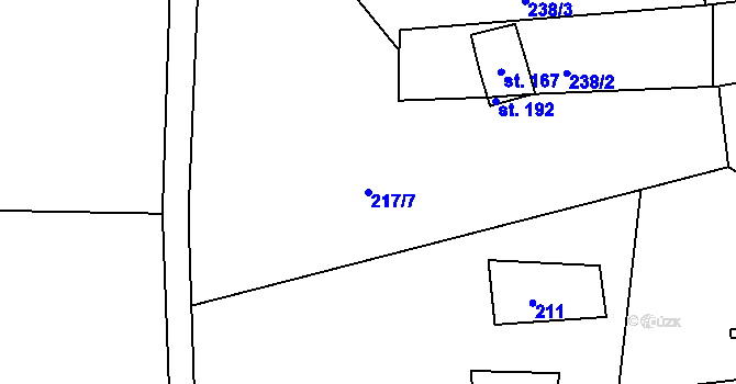 Parcela st. 217/7 v KÚ Kotlina, Katastrální mapa