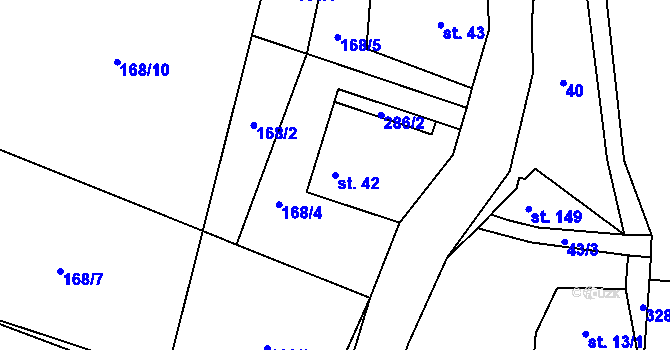 Parcela st. 42 v KÚ Kryštofovy Hamry, Katastrální mapa