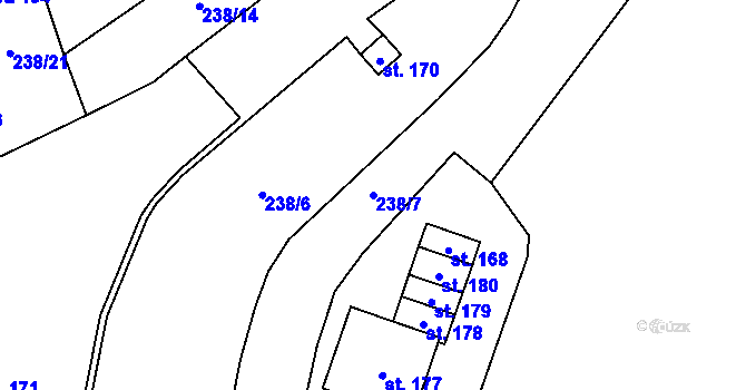Parcela st. 238/7 v KÚ Kryštofovy Hamry, Katastrální mapa