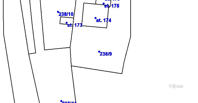 Parcela st. 238/9 v KÚ Kryštofovy Hamry, Katastrální mapa