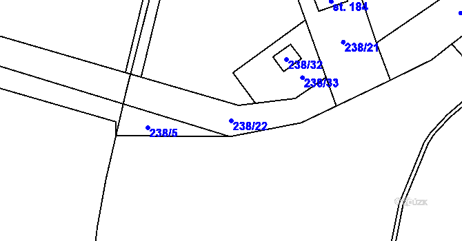 Parcela st. 238/22 v KÚ Kryštofovy Hamry, Katastrální mapa