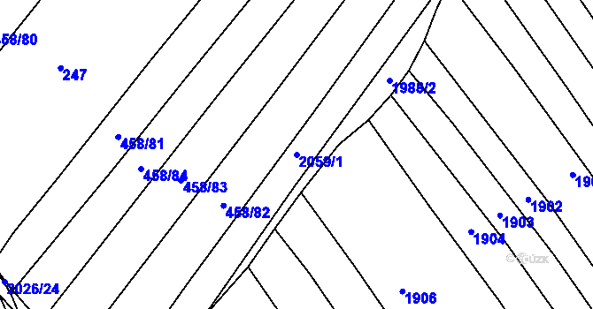 Parcela st. 2059/1 v KÚ Příseka, Katastrální mapa