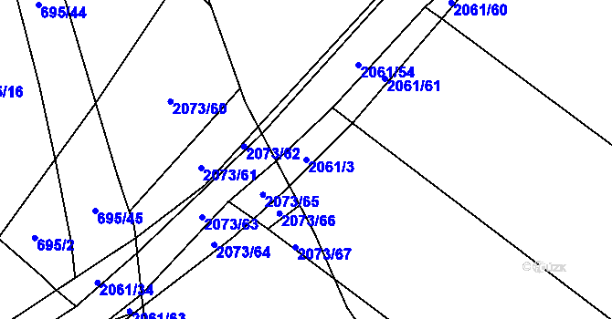 Parcela st. 2061/3 v KÚ Příseka, Katastrální mapa