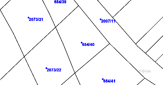 Parcela st. 654/40 v KÚ Příseka, Katastrální mapa
