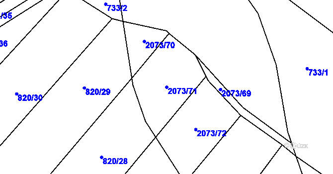 Parcela st. 2073/71 v KÚ Příseka, Katastrální mapa