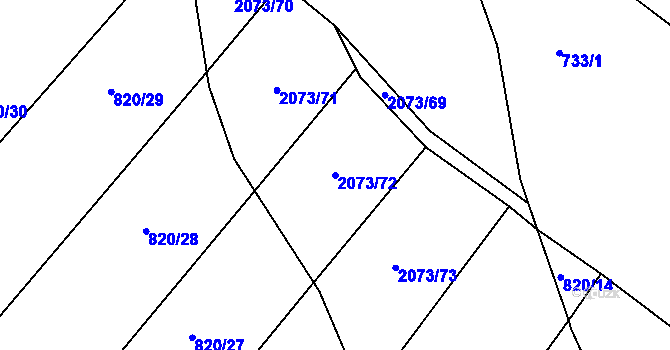 Parcela st. 2073/72 v KÚ Příseka, Katastrální mapa