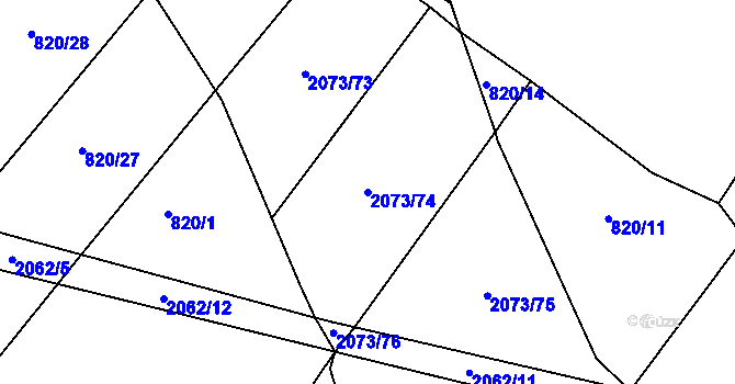 Parcela st. 2073/74 v KÚ Příseka, Katastrální mapa