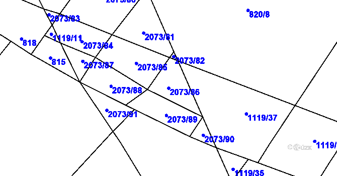 Parcela st. 2073/86 v KÚ Příseka, Katastrální mapa