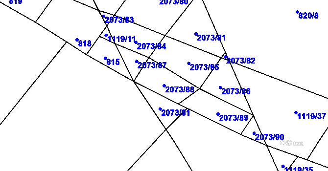 Parcela st. 2073/88 v KÚ Příseka, Katastrální mapa